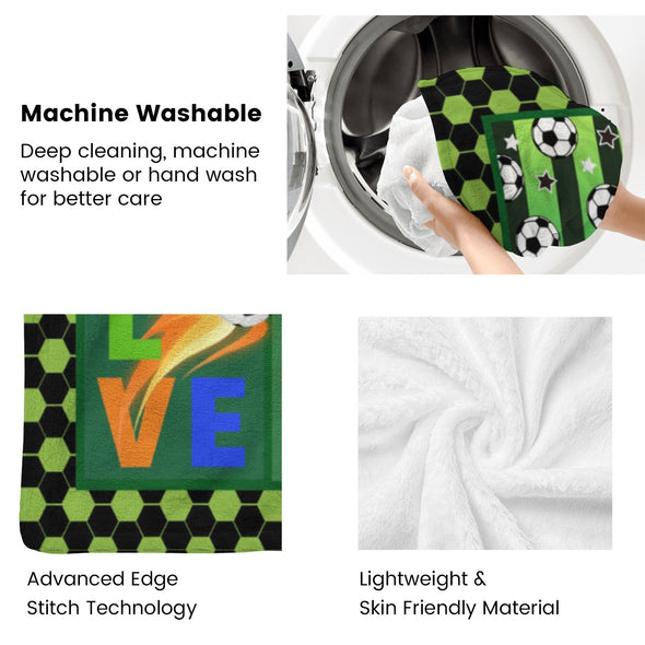 Soccer Blanket, Soccer Sports Themed Throw, Soft Nap Throw Blanket for Home Boys Girls Women Men Soccer Lovers Gifts