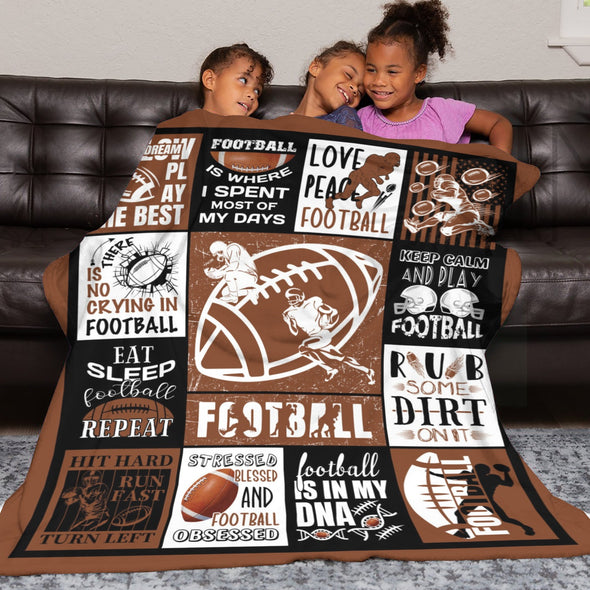 Football Pattern Blanket Fleece Throw Blanket Super Soft Warm Gifts for Baby Girls Boys Kids Mom Grandma Room Decor