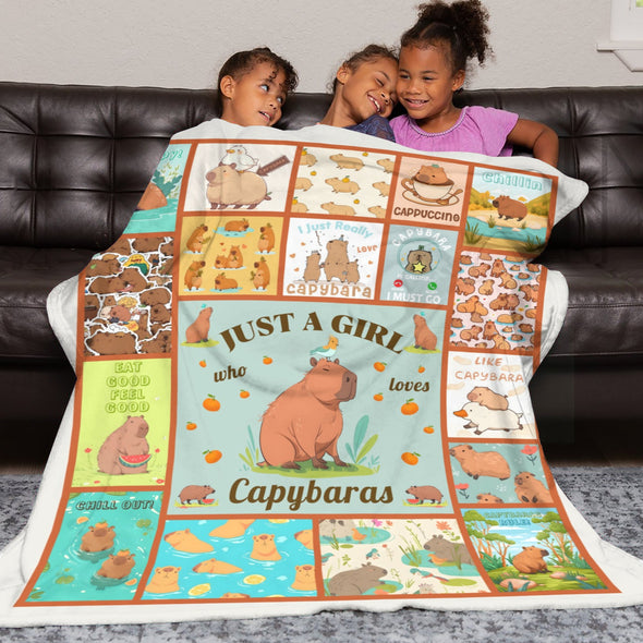 Capybara Pattern Blanket Fleece Throw Blanket Super Soft Warm Gifts for Baby Girls Boys Kids Mom Grandma Room Decor