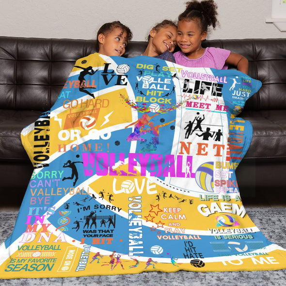 Volleyball Pattern Blanket Fleece Throw Blanket Super Soft Warm Gifts for Baby Girls Boys Kids Mom Grandma Room Decor