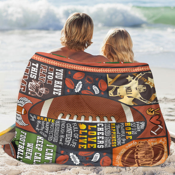 Football Pattern Blanket Fleece Throw Blanket Super Soft Warm Gifts for Baby Girls Boys Kids Mom Grandma Room Decor