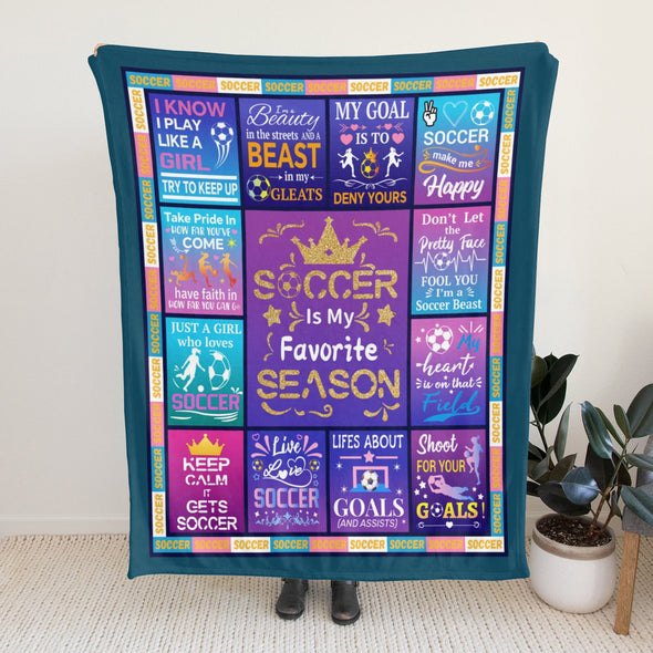 Soccer Blanket, Soccer Sports Themed Throw, Soft Nap Throw Blanket for Home Boys Girls Women Men Soccer Lovers Gifts