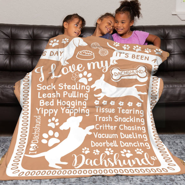 Dachshund Pattern Blanket Fleece Throw Blanket Super Soft Warm Gifts for Baby Girls Boys Kids Mom Grandma Room Decor