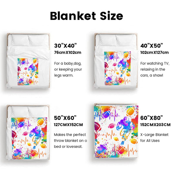 Football Pattern Blanket Fleece Throw Blanket Super Soft Warm Gifts for Baby Girls Boys Kids Mom Grandma Room Decor