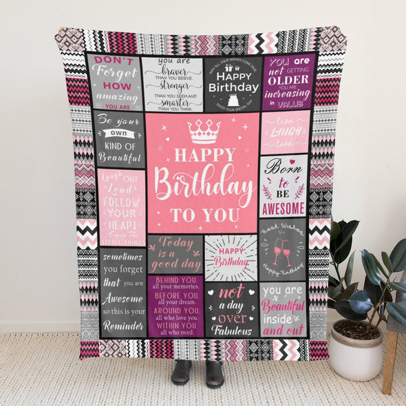 Birthday Gifts for Women Blanket, Happy Birthday Decorations Throw for Girls Her Friend Mom Sister Grandma Wife