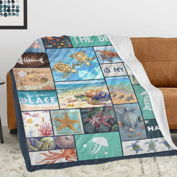Turtle Pattern Blanket Fleece Throw Blanket Super Soft Warm Gifts for Baby Girls Boys Kids Mom Grandma Room Decor
