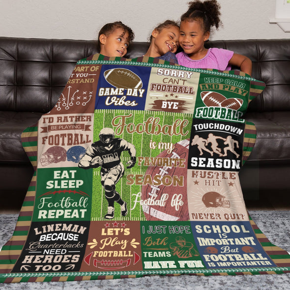 Football Pattern Blanket Fleece Throw Blanket Super Soft Warm Gifts for Baby Girls Boys Kids Mom Grandma Room Decor