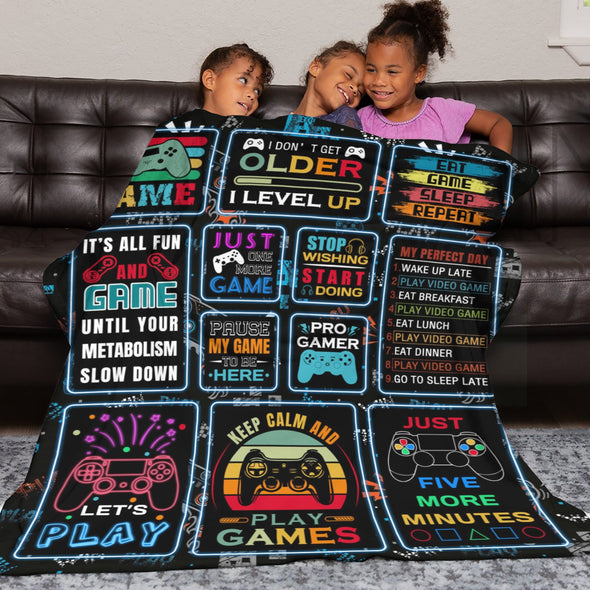 Gamer Blanket Fleece Throw Blanket Super Soft Warm Gifts for Baby Girls Boys Kids Mom Grandma Room Decor