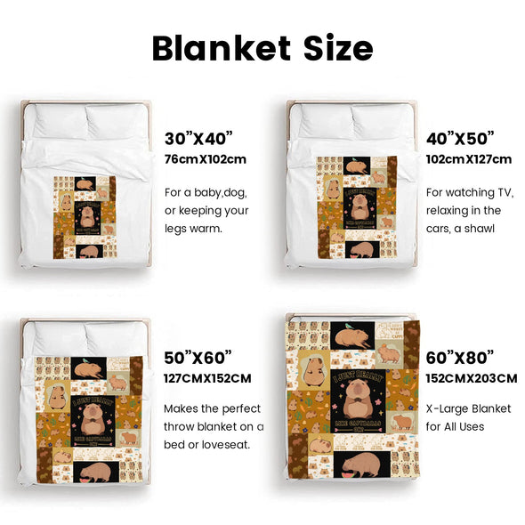 Capybara Pattern Blanket Fleece Throw Blanket Super Soft Warm Gifts for Baby Girls Boys Kids Mom Grandma Room Decor