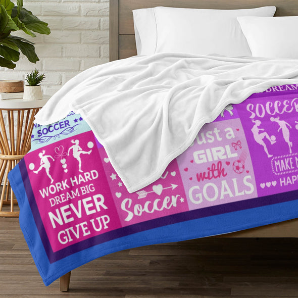 Soccer Blanket, Soccer Sports Themed Throw, Soft Nap Throw Blanket for Home Boys Girls Women Men Soccer Lovers Gifts