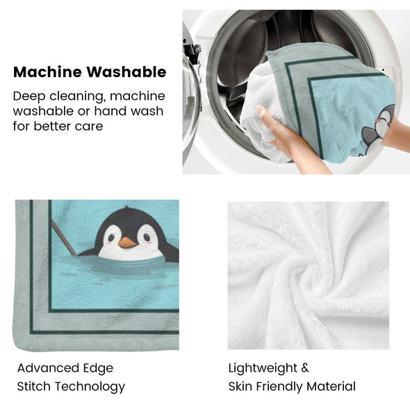 Penguin Blanket Fleece Throw Blanket Super Soft Warm Gifts for Baby Girls Boys Kids Mom Grandma Room Decor