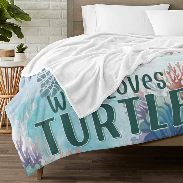 Turtle Pattern Blanket Fleece Throw Blanket Super Soft Warm Gifts for Baby Girls Boys Kids Mom Grandma Room Decor