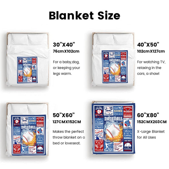 Baseball Pattern Blanket Fleece Throw Blanket Super Soft Warm Gifts for Baby Girls Boys Kids Mom Grandma Room Decor