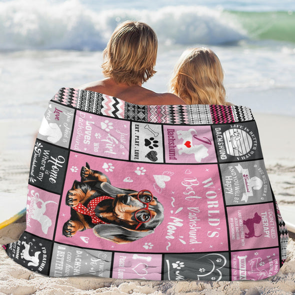 Dachshund Pattern Blanket Fleece Throw Blanket Super Soft Warm Gifts for Baby Girls Boys Kids Mom Grandma Room Decor