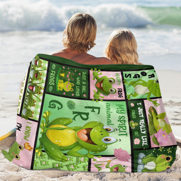 Frog Pattern Blanket Fleece Throw Blanket Super Soft Warm Gifts for Baby Girls Boys Kids Mom Grandma Room Decor