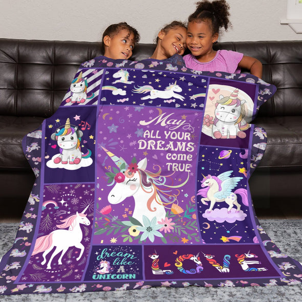 Unicorn Throw Blanket Super Soft Warm Cozy Fuzzy Plush Blanket Gifts for Girls Boys Kids Room Decor