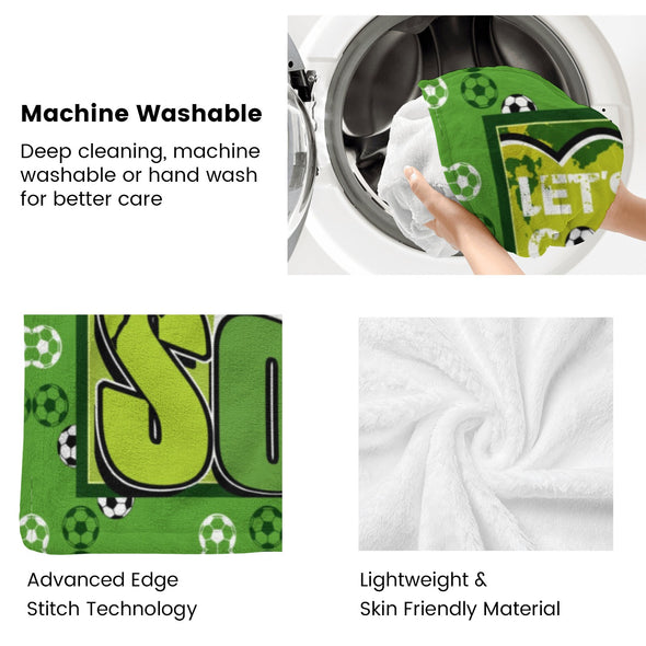 Soccer Blanket, Soccer Sports Themed Throw, Soft Nap Throw Blanket for Home Boys Girls Women Men Soccer Lovers Gifts