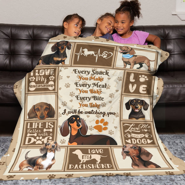 Dachshund Pattern Blanket Fleece Throw Blanket Super Soft Warm Gifts for Baby Girls Boys Kids Mom Grandma Room Decor
