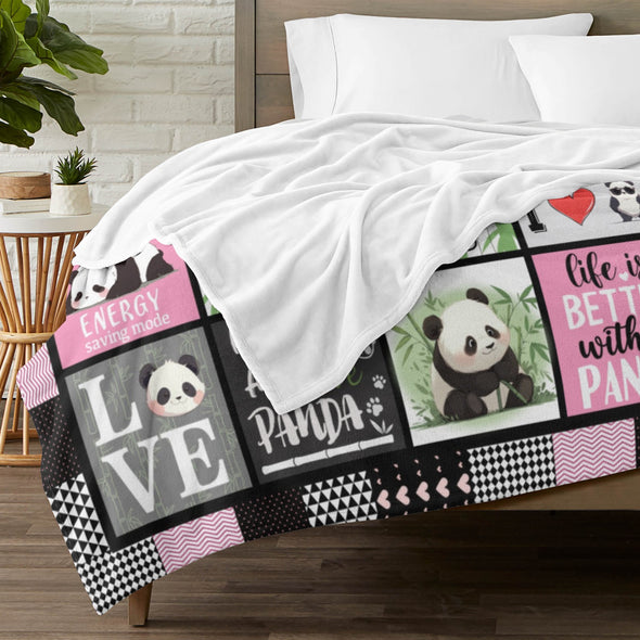 Panda Pattern Blanket Fleece Throw Blanket Super Soft Warm Gifts for Baby Girls Boys Kids Mom Grandma Room Decor