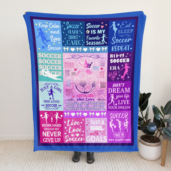 Soccer Blanket, Soccer Sports Themed Throw, Soft Nap Throw Blanket for Home Boys Girls Women Men Soccer Lovers Gifts