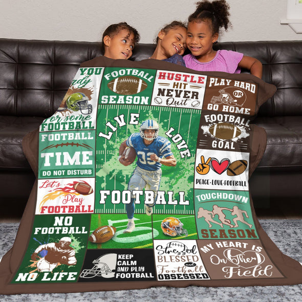 Football Pattern Blanket Fleece Throw Blanket Super Soft Warm Gifts for Baby Girls Boys Kids Mom Grandma Room Decor