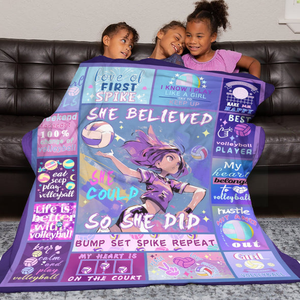 Volleyball Pattern Blanket Fleece Throw Blanket Super Soft Warm Gifts for Baby Girls Boys Kids Mom Grandma Room Decor