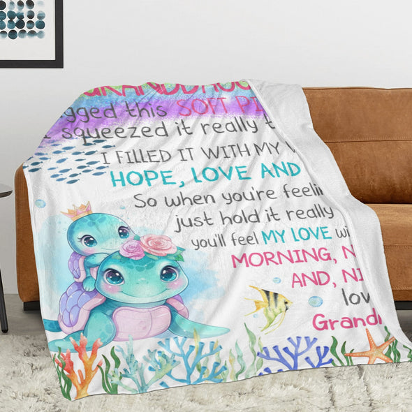 Turtle Pattern Blanket Fleece Throw Blanket Super Soft Warm Gifts for Baby Girls Boys Kids Mom Grandma Room Decor