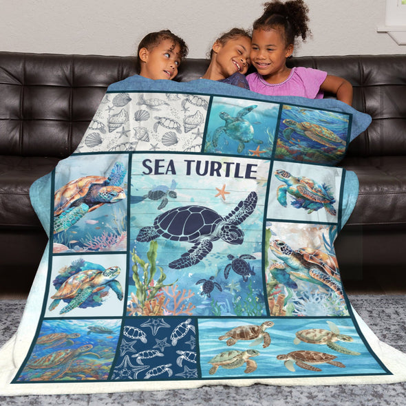 Turtle Pattern Blanket Fleece Throw Blanket Super Soft Warm Gifts for Baby Girls Boys Kids Mom Grandma Room Decor
