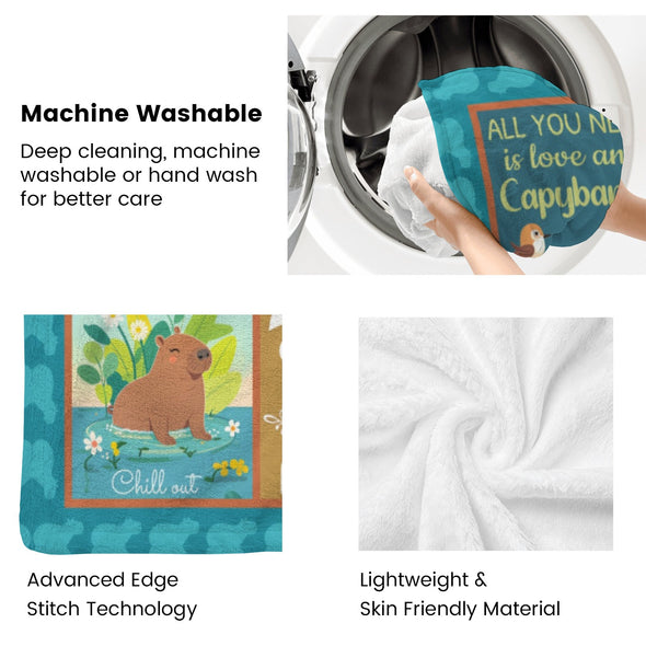 Capybara Pattern Blanket Fleece Throw Blanket Super Soft Warm Gifts for Baby Girls Boys Kids Mom Grandma Room Decor