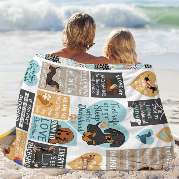 Dachshund Pattern Blanket Fleece Throw Blanket Super Soft Warm Gifts for Baby Girls Boys Kids Mom Grandma Room Decor