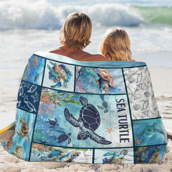 Turtle Pattern Blanket Fleece Throw Blanket Super Soft Warm Gifts for Baby Girls Boys Kids Mom Grandma Room Decor