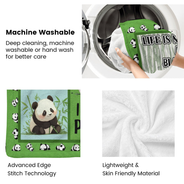 Panda Pattern Blanket Fleece Throw Blanket Super Soft Warm Gifts for Baby Girls Boys Kids Mom Grandma Room Decor