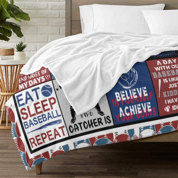 Baseball Pattern Blanket Fleece Throw Blanket Super Soft Warm Gifts for Baby Girls Boys Kids Mom Grandma Room Decor