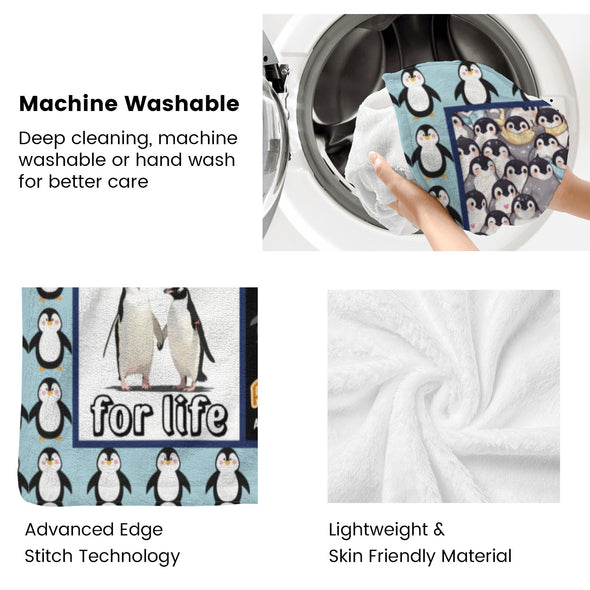 Penguin Blanket Fleece Throw Blanket Super Soft Warm Gifts for Baby Girls Boys Kids Mom Grandma Room Decor