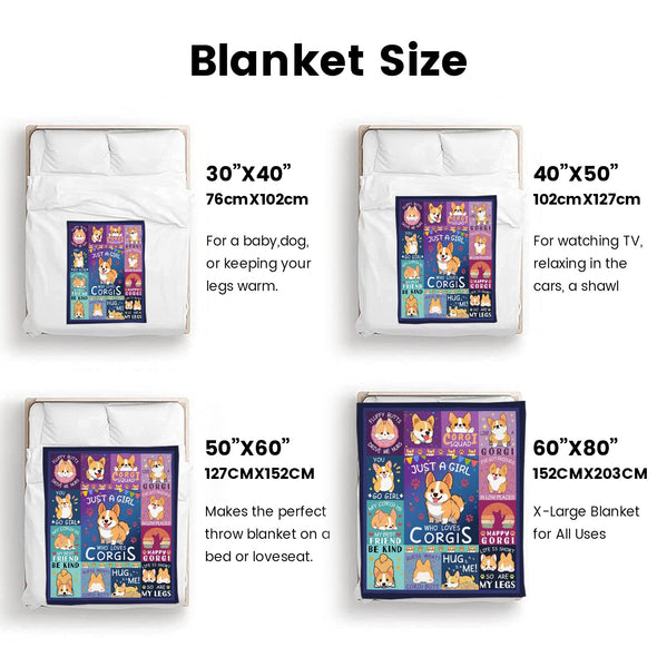 Corgi Blanket Fleece Throw Blanket Super Soft Warm Gifts for Baby Girls Boys Kids Mom Grandma Room Decor