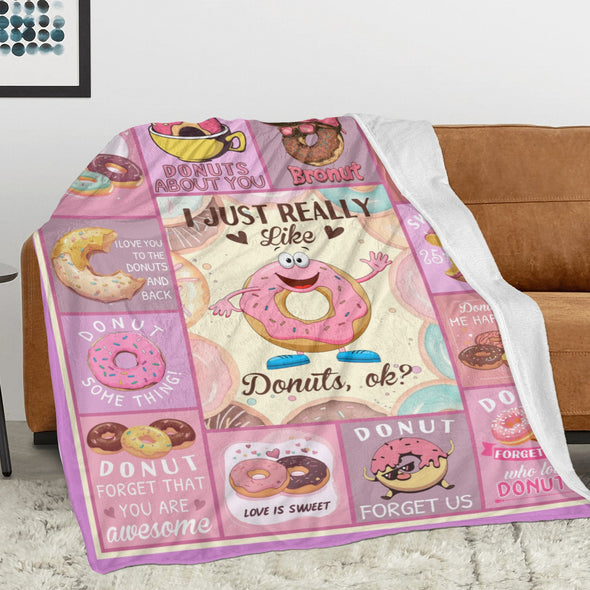 Donut Pattern Blanket Fleece Throw Blanket Super Soft Warm Gifts for Baby Girls Boys Kids Mom Grandma Room Decor