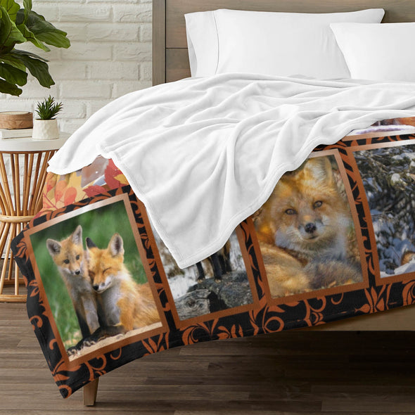 Fox Pattern Blanket Fleece Throw Blanket Super Soft Warm Gifts for Baby Girls Boys Kids Mom Grandma Room Decor
