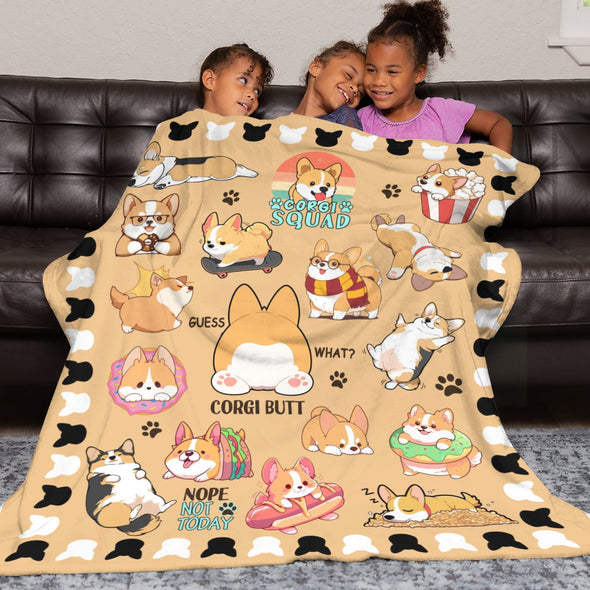 Corgi Blanket Fleece Throw Blanket Super Soft Warm Gifts for Baby Girls Boys Kids Mom Grandma Room Decor
