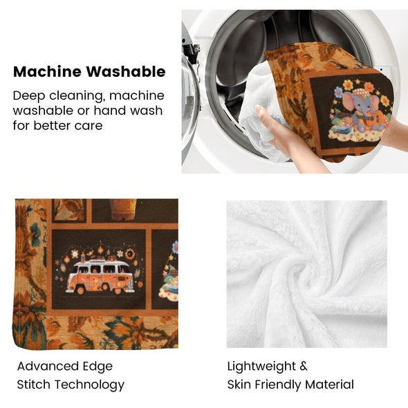 Elephant Blanket Fleece Throw Blanket Super Soft Warm Gifts for Girls Boys Kids Room Decor