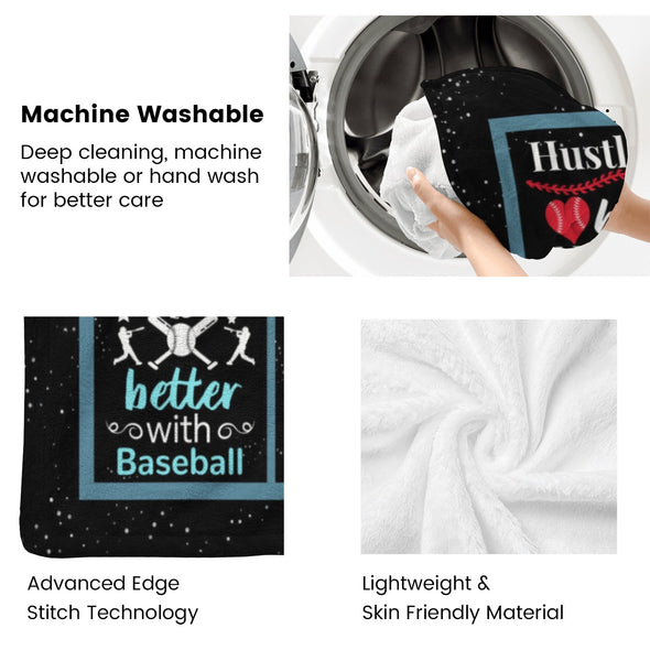 Baseball Pattern Blanket Fleece Throw Blanket Super Soft Warm Gifts for Baby Girls Boys Kids Mom Grandma Room Decor