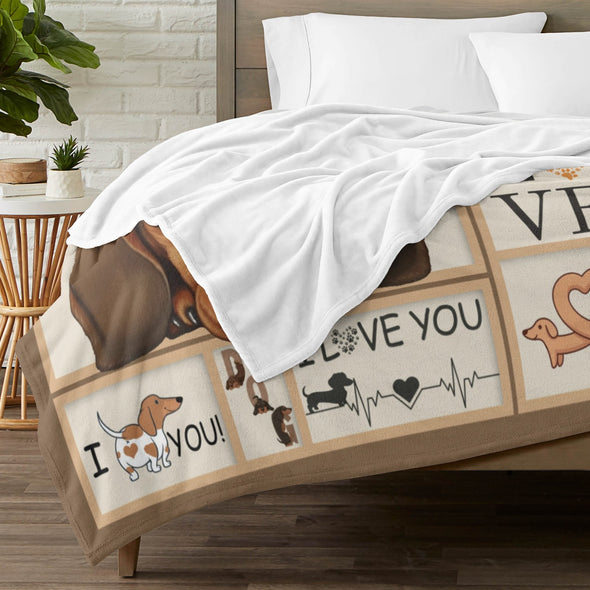 Dachshund Pattern Blanket Fleece Throw Blanket Super Soft Warm Gifts for Baby Girls Boys Kids Mom Grandma Room Decor