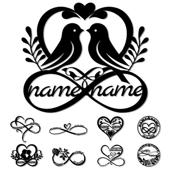 Personalized Wedding Gifts for the Couple Custom Metal Infinity Wall Art Sign Decor with Name and Date Anniversary Valentines Day Gifts