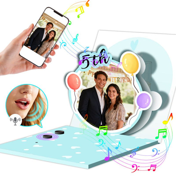 Custom Musical Greeting Cards with Personalized Photo Music Christmas Birthdays Valentine's Day and Weddings Gift for Family Friends and Couples