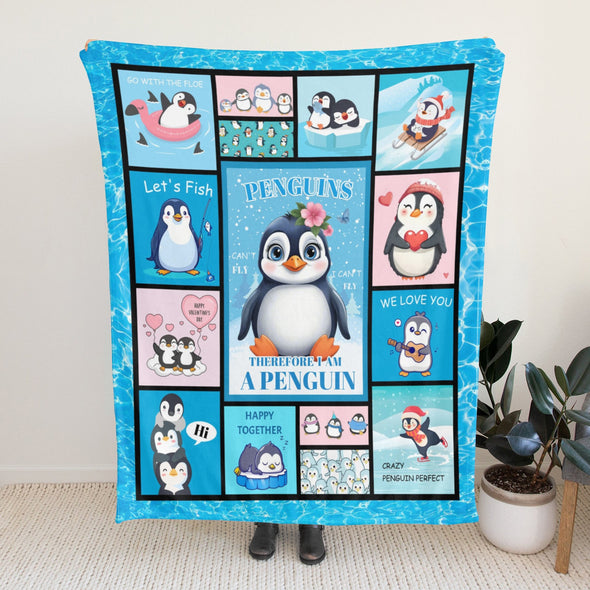 Penguin Blanket Fleece Throw Blanket Super Soft Warm Gifts for Baby Girls Boys Kids Mom Grandma Room Decor