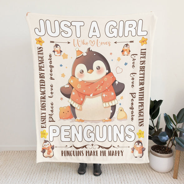 Penguin Blanket Fleece Throw Blanket Super Soft Warm Gifts for Baby Girls Boys Kids Mom Grandma Room Decor