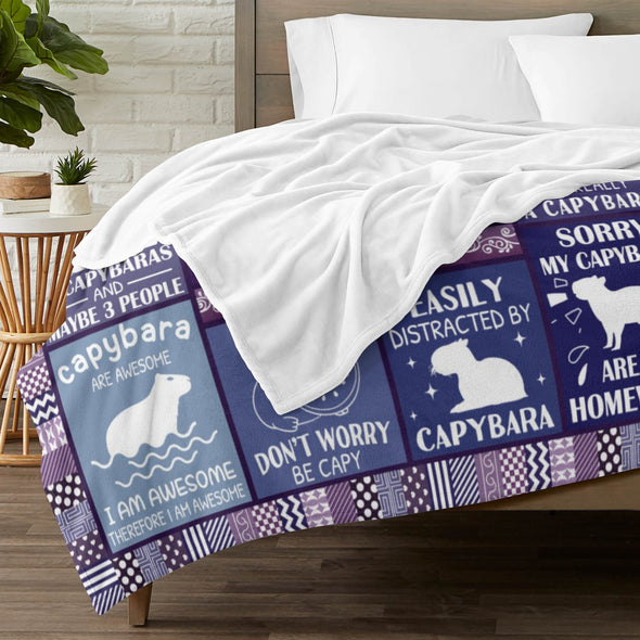Capybara Pattern Blanket Fleece Throw Blanket Super Soft Warm Gifts for Baby Girls Boys Kids Mom Grandma Room Decor