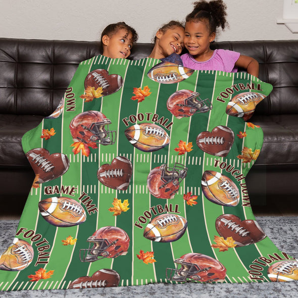 Football Pattern Blanket Fleece Throw Blanket Super Soft Warm Gifts for Baby Girls Boys Kids Mom Grandma Room Decor