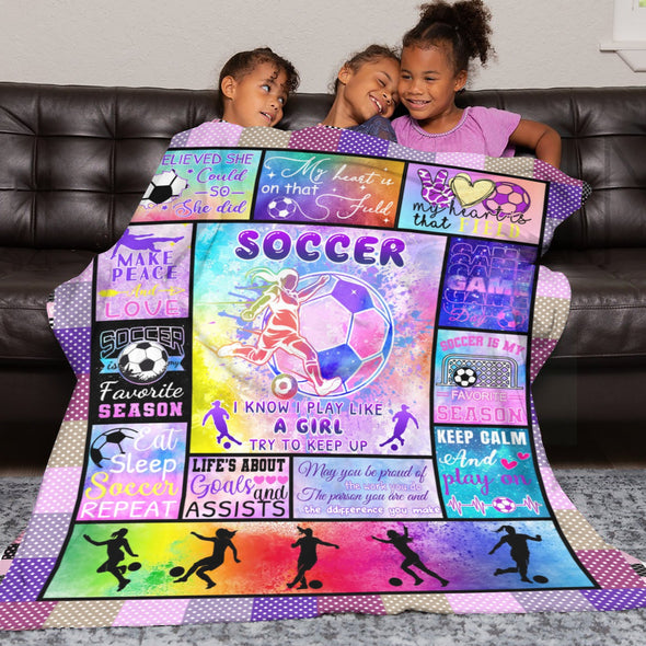 Soccer Blanket, Soccer Sports Themed Throw, Soft Nap Throw Blanket for Home Boys Girls Women Men Soccer Lovers Gifts