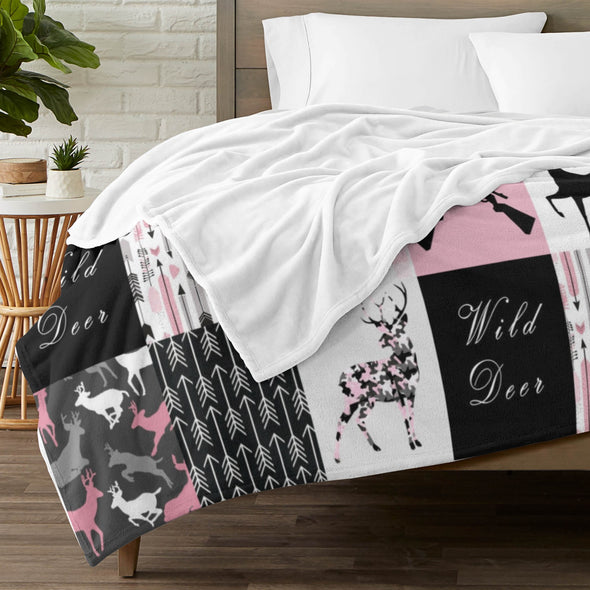 Deer Pattern Blanket Fleece Throw Blanket Super Soft Warm Gifts for Baby Girls Boys Kids Mom Grandma Room Decor