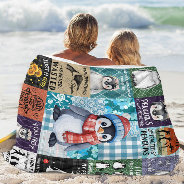 Penguin Blanket Fleece Throw Blanket Super Soft Warm Gifts for Baby Girls Boys Kids Mom Grandma Room Decor